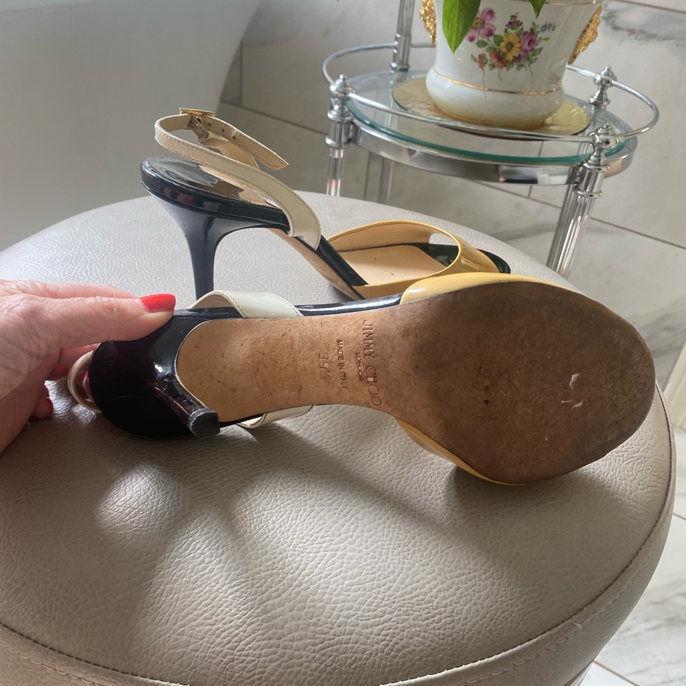 Jimmy Choo Tan and Black Slingback Heels 39.5 / US 9.5 - Picture 7 of 9
